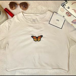 Brandy Melville Monarch Butterfly Cropped Tee